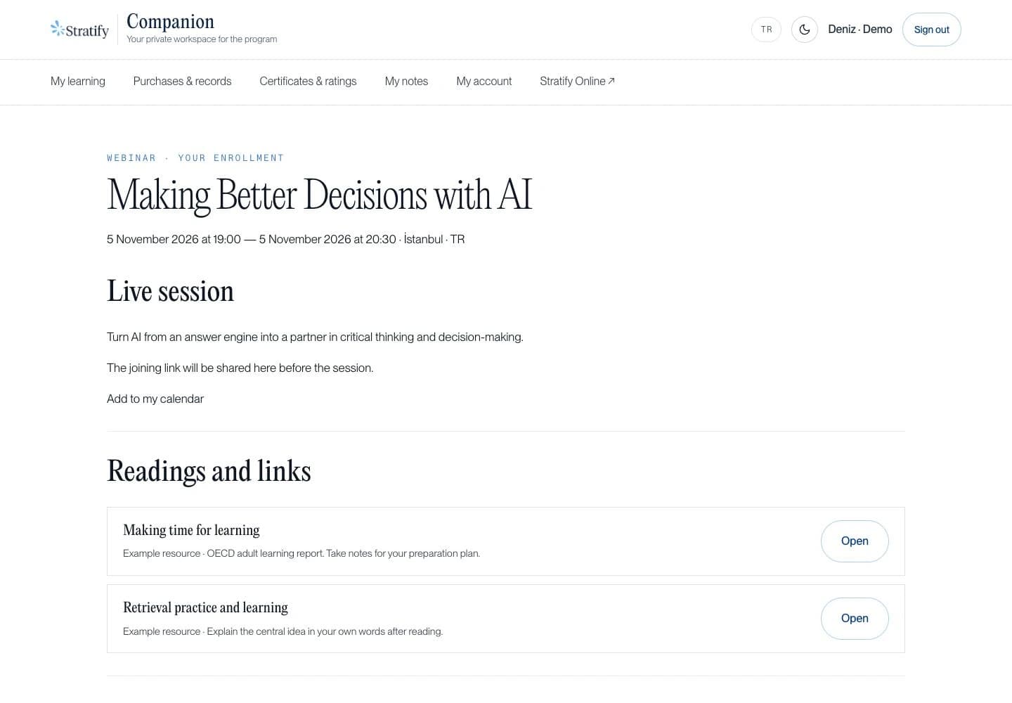 Session links and preparation resources