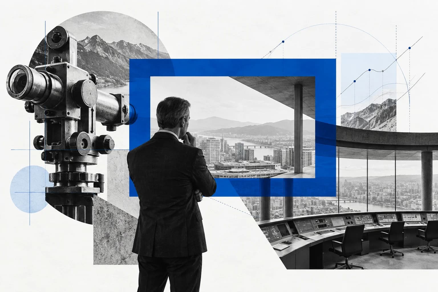 A blue viewing window selecting an area among measurement instruments and analytical traces.